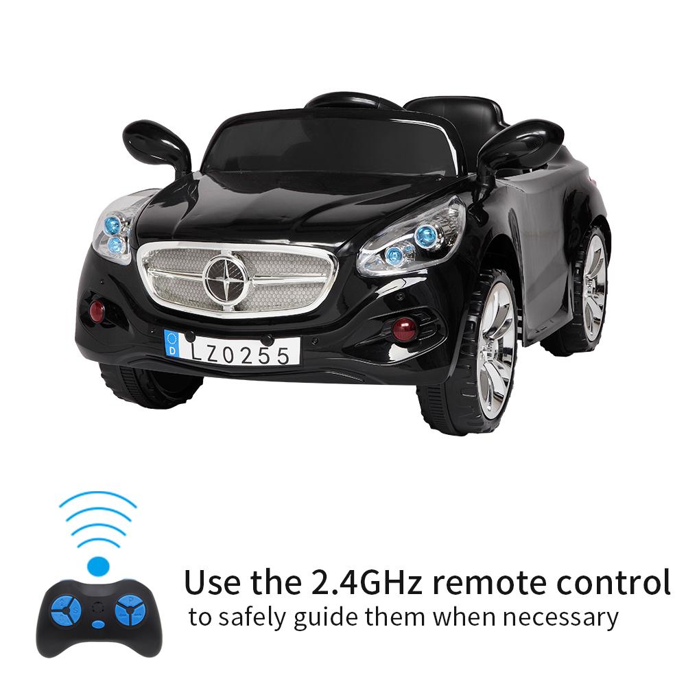 Veryke Electric Sport Cars for Kids, Gift 12V Children Ride-On Toy Car w/ Remote Control, 3 Speeds, Spring Suspension, LED Lights, Black