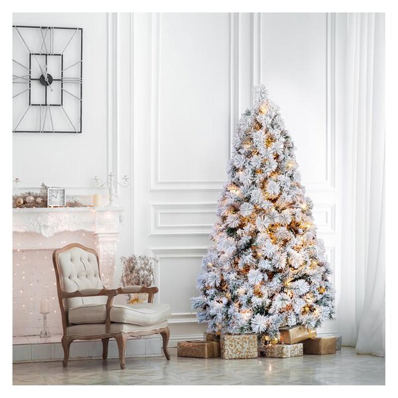 Snowy White Pine Artificial Christmas Tree with Clear/White Lights