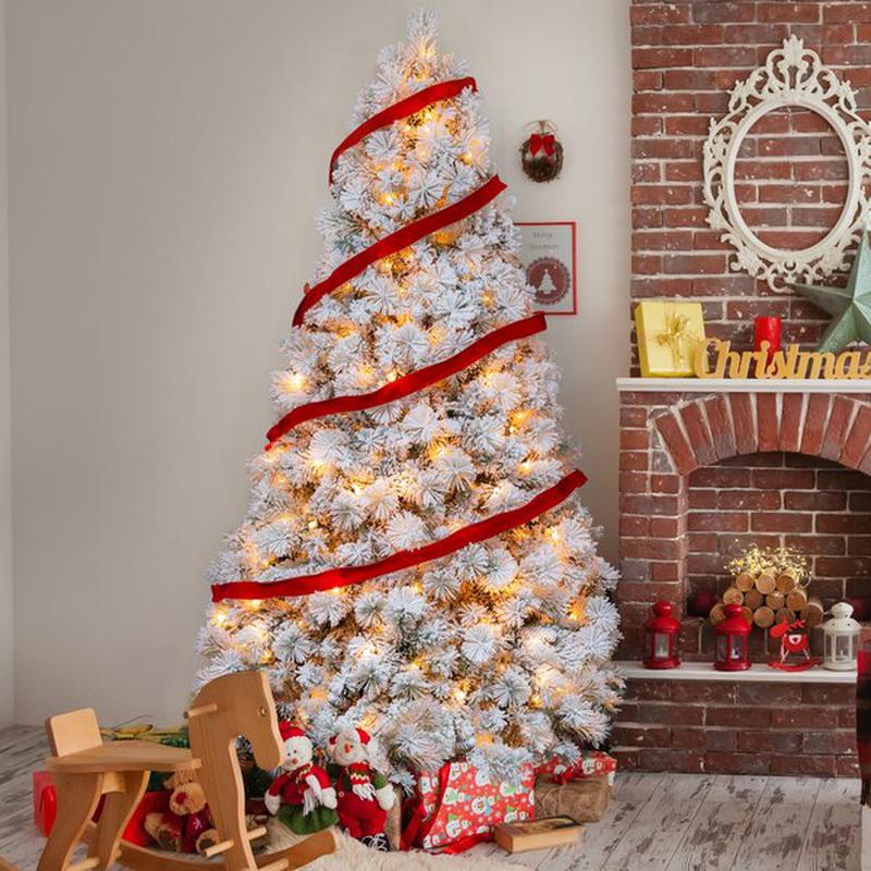 Snowy White Pine Artificial Christmas Tree with Clear/White Lights