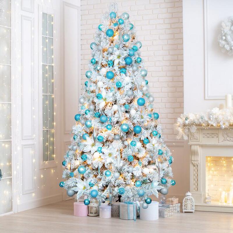 Snowy White Pine Artificial Christmas Tree with Clear/White Lights