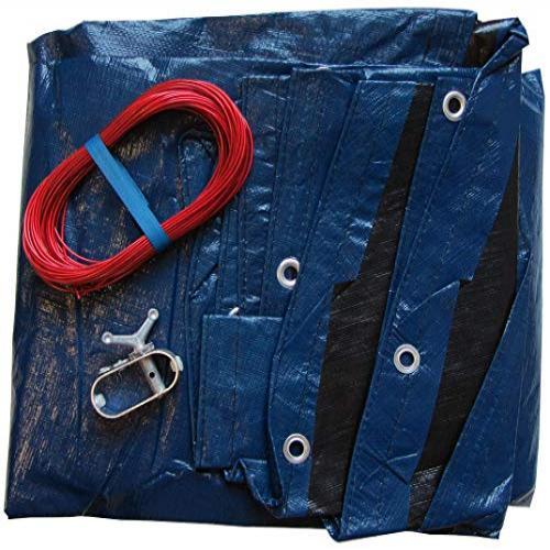 SUNSOLAR ENERGY Above Ground Pool Cover for 18x38 Foot Oval Swimming Pool - Super-Duty: 15-Yr with Cover Clips