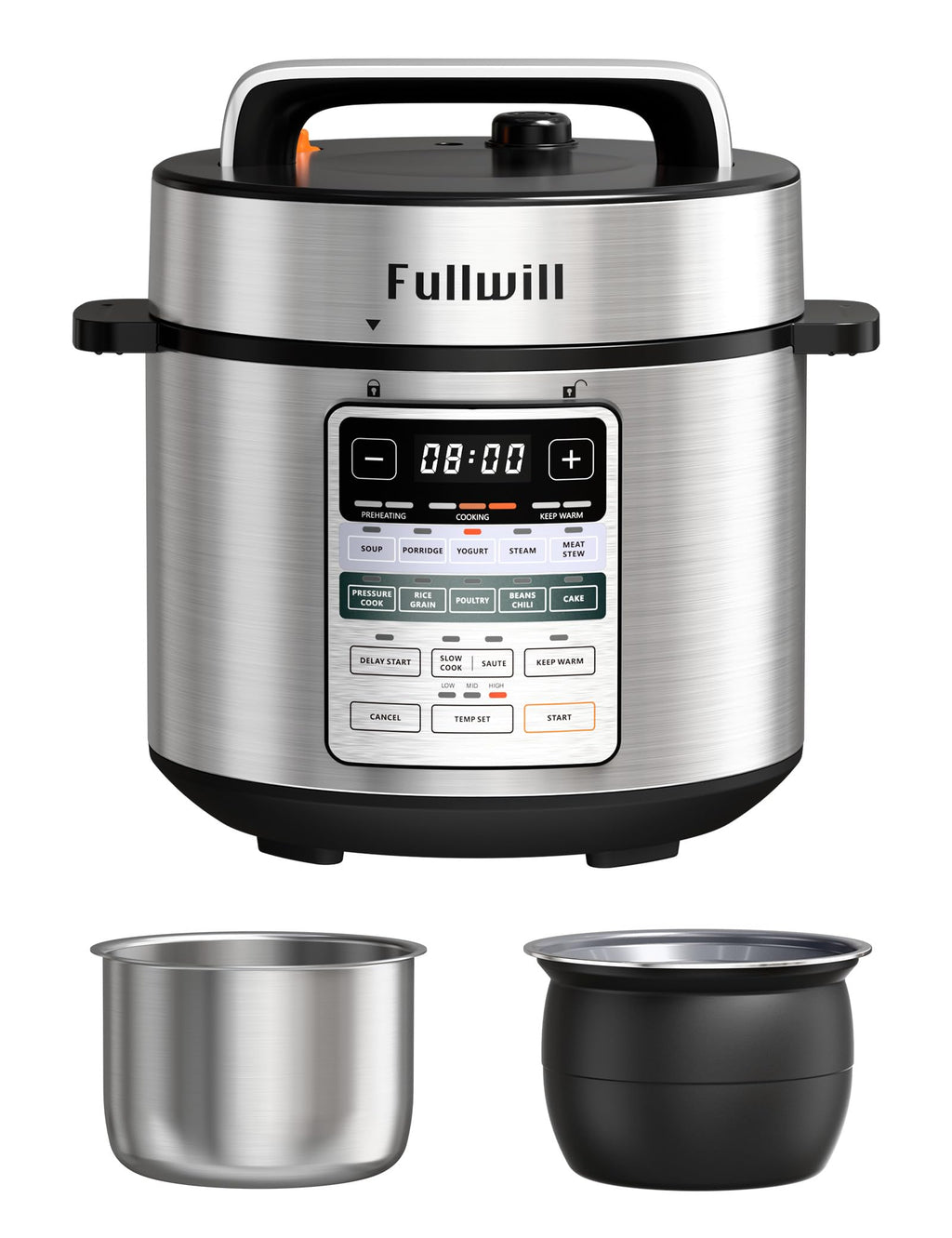 Dual-Pot Electric Pressure Cooker,12-in-1 Multi Cooker with 6QT  Steel & 5QT Ceramic Pot,Olla de Presion for Pressure,Rice,Meat Stew,Yogurt Maker