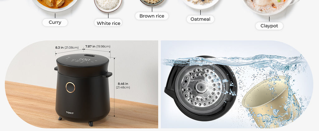 Compact Mini Rice Cooker Small Kitchen 3-Cup (Uncooked) / 6-Cup (Cooked), Non Stick Ceramic Inner Pot Rice Maker, 24H Timer Delay, Auto Keep Warm, 9 Functions Multicooker For Brown Rice, Steam, Soup