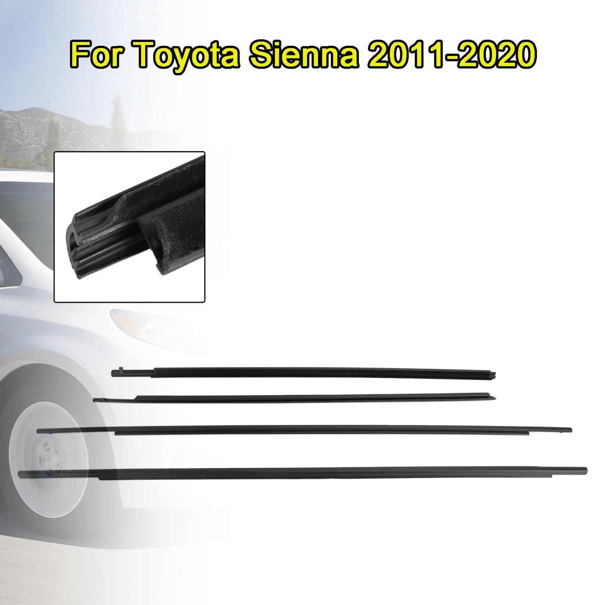 2011-2023 Toyota Sienna Car Window Weatherstrip Seal Belt Moulding 68160-08020 68210-08020 Generic