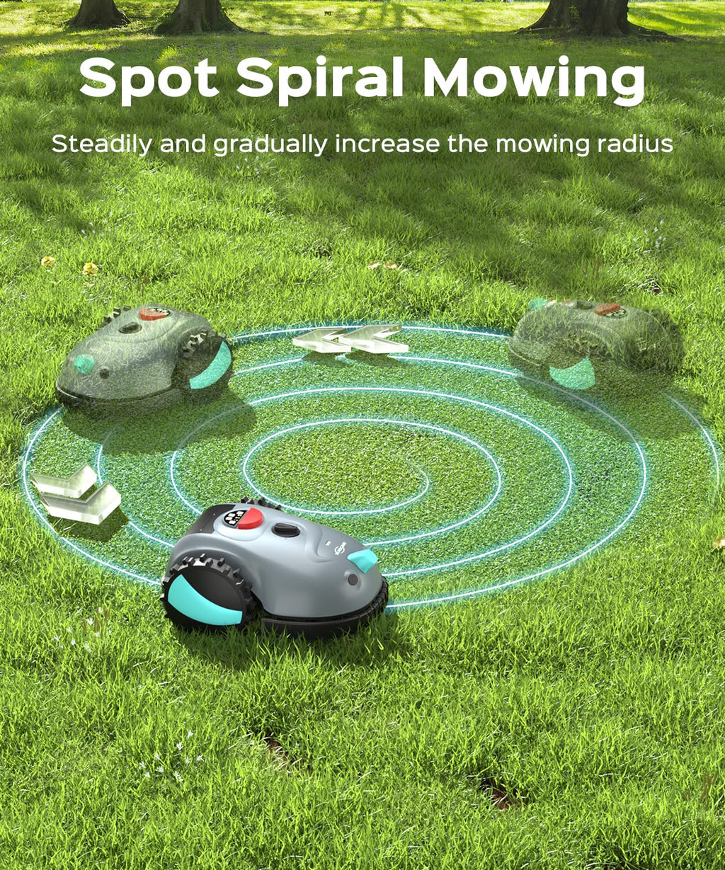 V100 Robotic Lawn Mower – Visual Navigation &amp; Smart Obstacle Avoidance, Adjustable Cutting Height 0.8–2.4 in, Low-Noise Auto Mowing for Small Lawns up to 1,600 sq ft