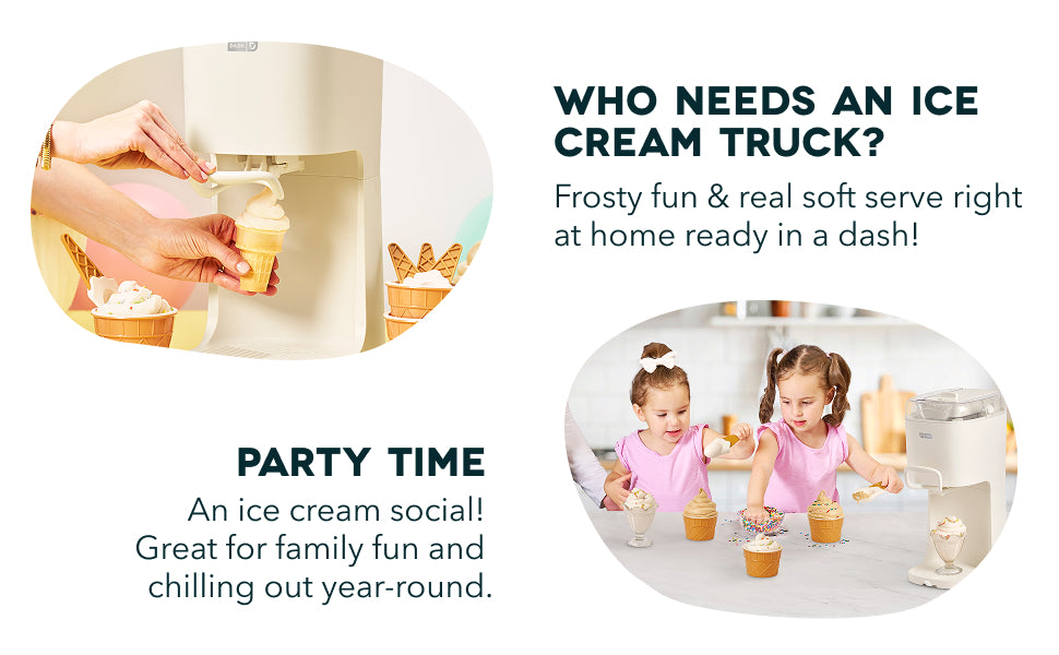 Soft Serve Ice Cream Maker | Frozen Yogurt, Sorbet, and Gelato - Countertop Ice Cream Machine for Home with Freezer Bowl, Ingredient Chute, & Dispensing Lever - Includes 4 Serving Bowls & Spoons
