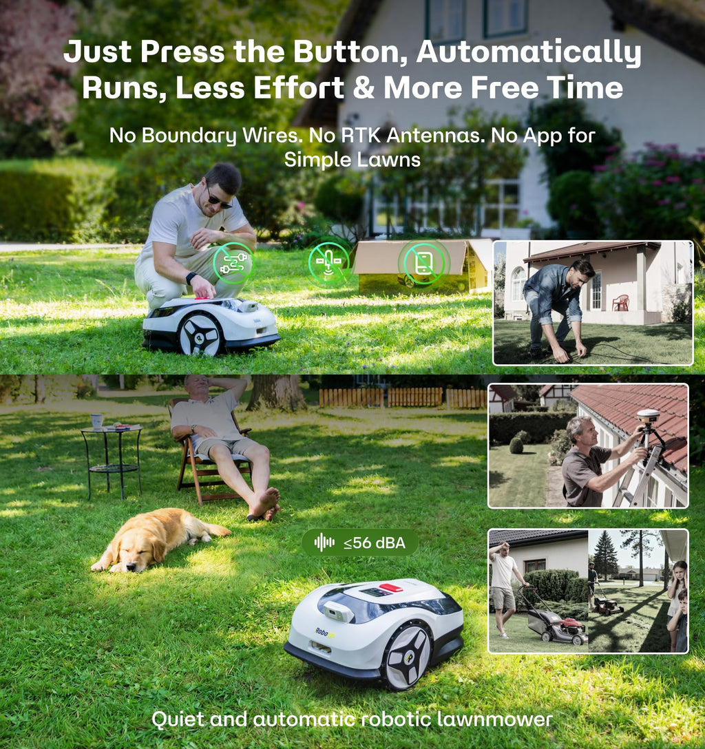 Raccoon 2 SE Robot Lawn Mower, Wire-Robotic Lawn Mower Without RTK for Max. 0.15 Acre Lawn Area, 1.18"–3.15” Cutting Height, with AI Obstacle Avoidance, 5Ah Fast-Charging Battery for Small Lawns