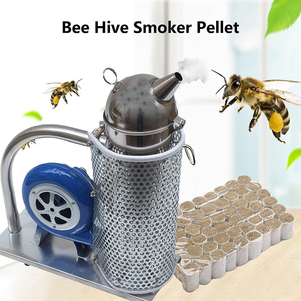 lacovoni stainless steel smoke machine, beekeeping equipments tools, beekeeping smoker -bee hive smoker, with heat shield protection board iron beekeeping equipment