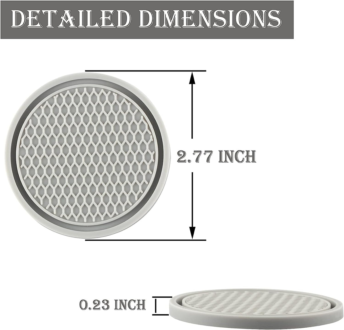 SINGARO Car Cup Coaster, 4PCS Universal Non-Slip Cup Holders Embedded in Ornaments Coaster, Car Interior Accessories, Gray