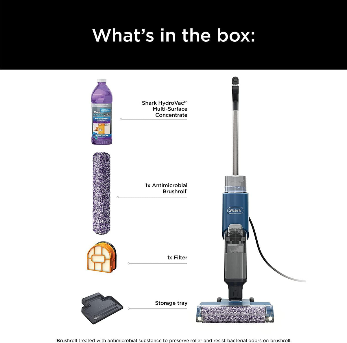 Shark WD101 HydroVac XL 3-in-1 Vacuum, Mop &amp; Self-Cleaning System with Antimicrobial Brushroll* &amp; 12 oz. Odor Neutralizing Concentrate for Hard Floors &amp; Area Rugs, Lightweight, Corded, Navy