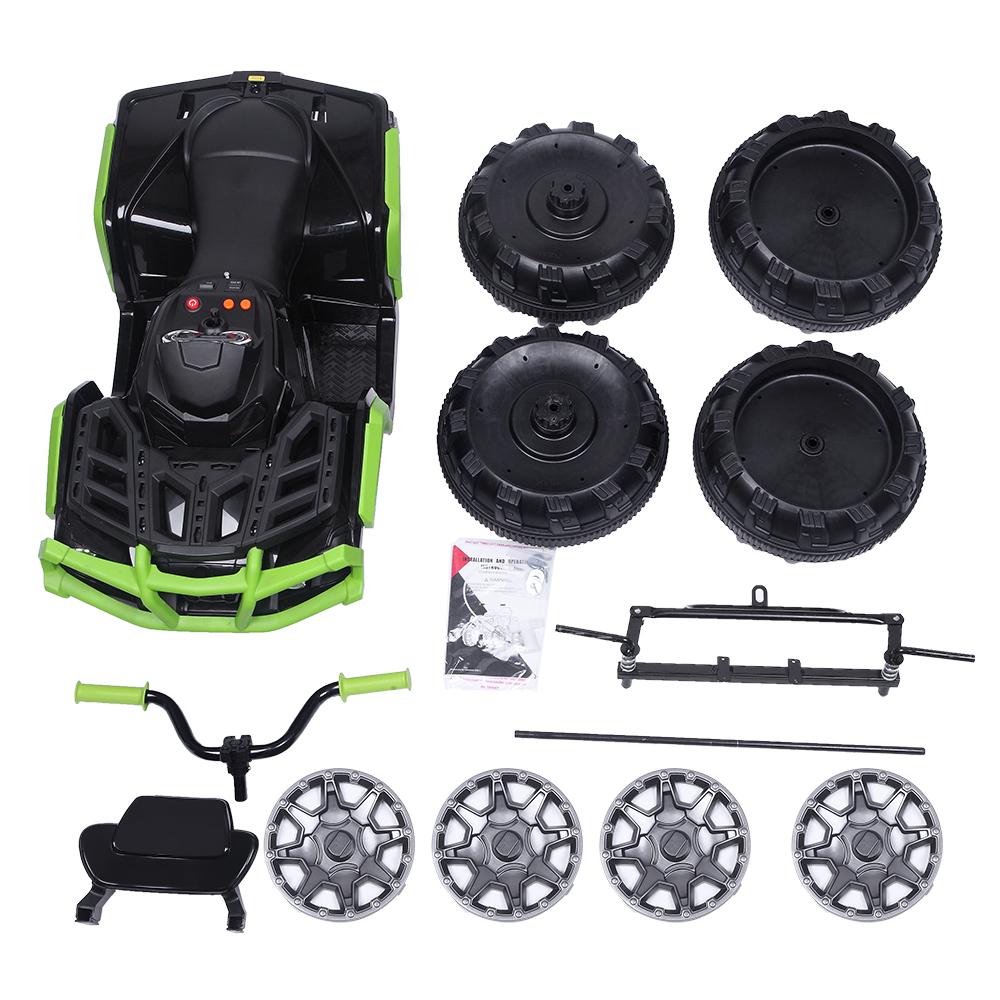 Clearance! Battery Powered Ride ON Toys, Kids 12v Ride ON Toys Car, 4-Wheeler ATV Ride ON Car w/ 3.7mph Max, 2 Speed, LED Lights, AUX Jack, Radio, Electric Motorcycle for Boys/Girls, Green, W1851