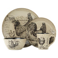 Homespun Rooster 16 Piece Dinnerware Set, Service for 4