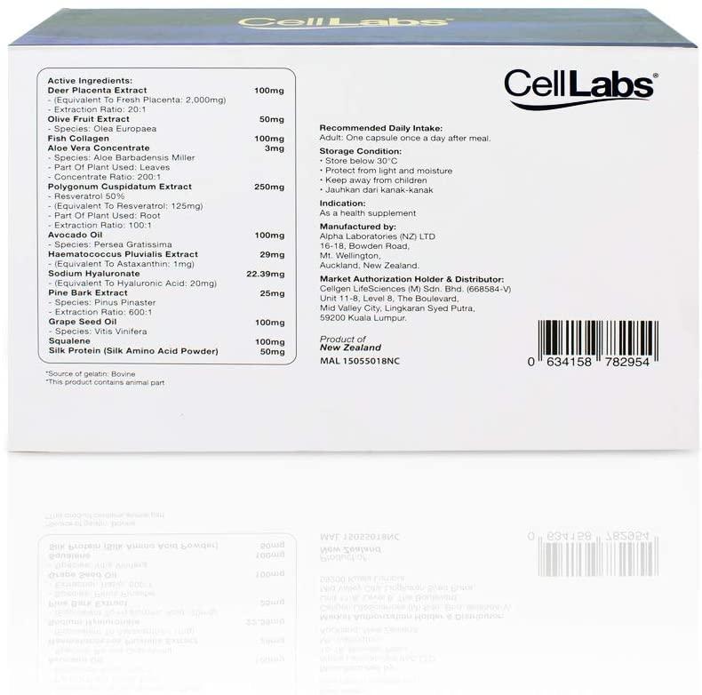 CellLabs Posh D-Centa Deer Placenta Live Stem Cell Therapy, Powerful Anti-Aging Formula, Cellular Repair & Energy Metabolism 12 in 1 Formulation with Marine Collagen, 60’s Capsule, 2 Months Supply
