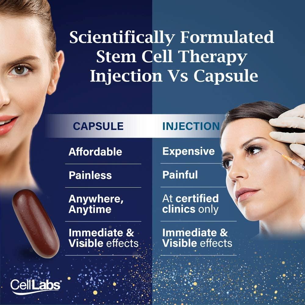 CellLabs Posh D-Centa Deer Placenta Live Stem Cell Therapy, Powerful Anti-Aging Formula, Cellular Repair & Energy Metabolism 12 in 1 Formulation with Marine Collagen, 60’s Capsule, 2 Months Supply