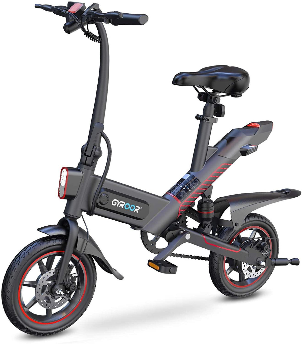 Gyroor C3 Electric Bike for Adults, 450W eBike with 18.6MPH up to 28 Mileage, 14in Air-Filled Tires, Dual Disc Braking, 3 Riding Modes