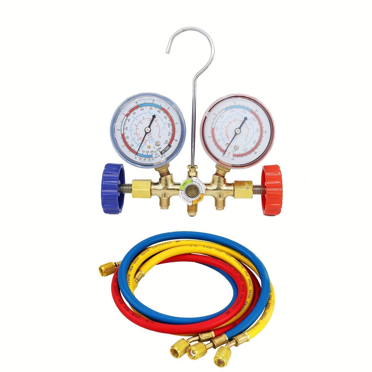 For R12 R22 R404A R134A Manifold Refrigerant GauAir Condition Refrigeration Set Air Conditioning Tools With Hose And Hook