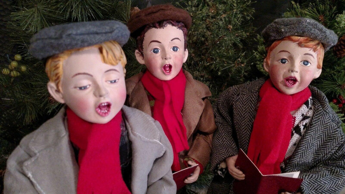 Set 3 NIB 16" THREE BOY CAROLERS Christmas Scene Figure Display Prop