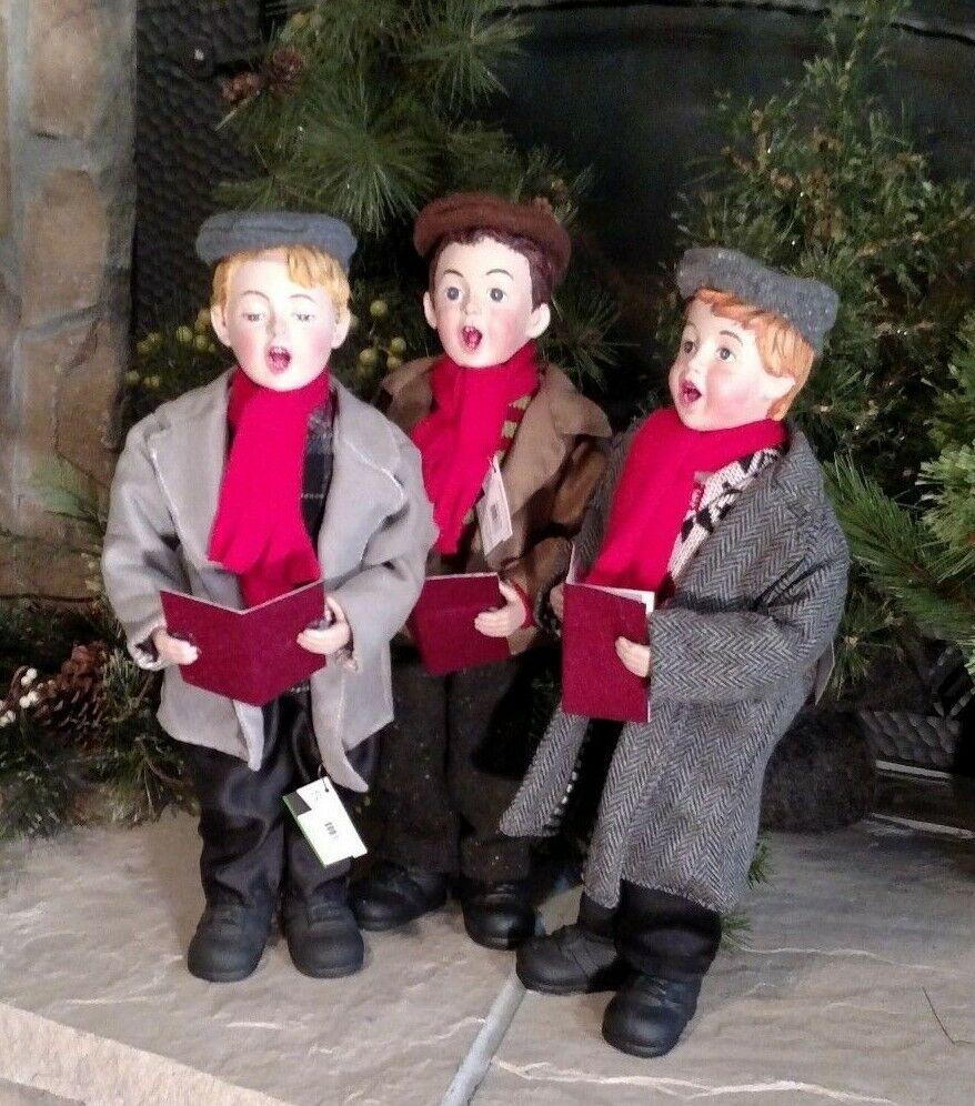 Set 3 NIB 16" THREE BOY CAROLERS Christmas Scene Figure Display Prop