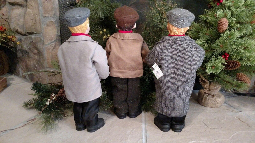 Set 3 NIB 16" THREE BOY CAROLERS Christmas Scene Figure Display Prop