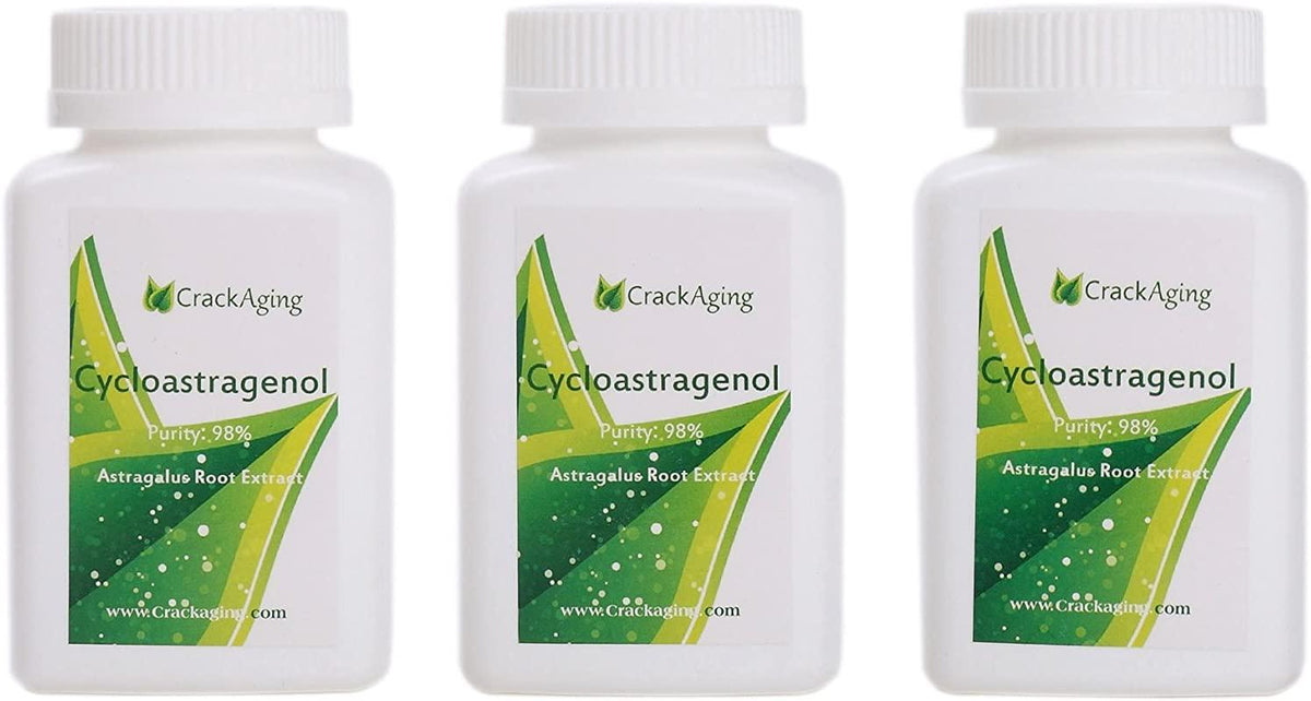 Super-Absorption Cycloastragenol 98% from Crackaging (10mg per Capsule) (60 caps/Bottle 3 Bottles)