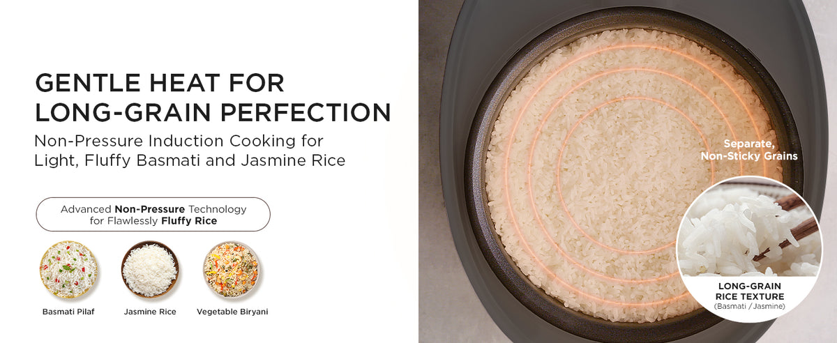 Non-Pressure Rice Cooker 8-Cup Uncooked / 16-Cup Cooked with Induction Heating Technology, Versatile Rice Maker with 12 Menu Options and Steam Plate, Voice Guide, Gray (CR-HA0810FG)