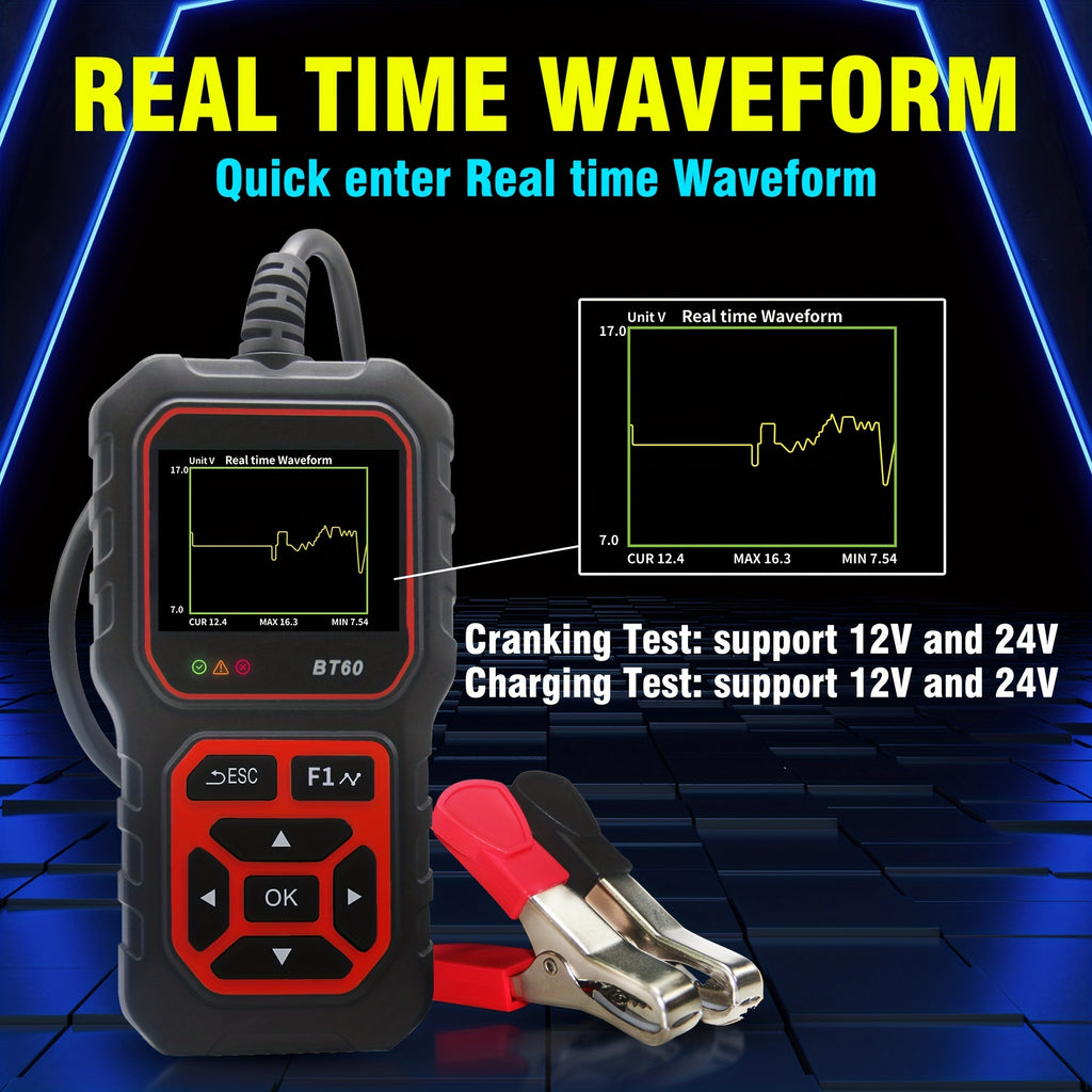 5V-36V Car Battery Tester, Automotive Battery System Tester Digital Auto Battery Analyzer Charging CranTester For Car Truck Motorcyle Vehicle RV