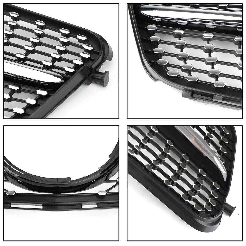 2008-2014 Benz W204 C200 C300 Diamond Black Chrome Front Grille Grill Generic