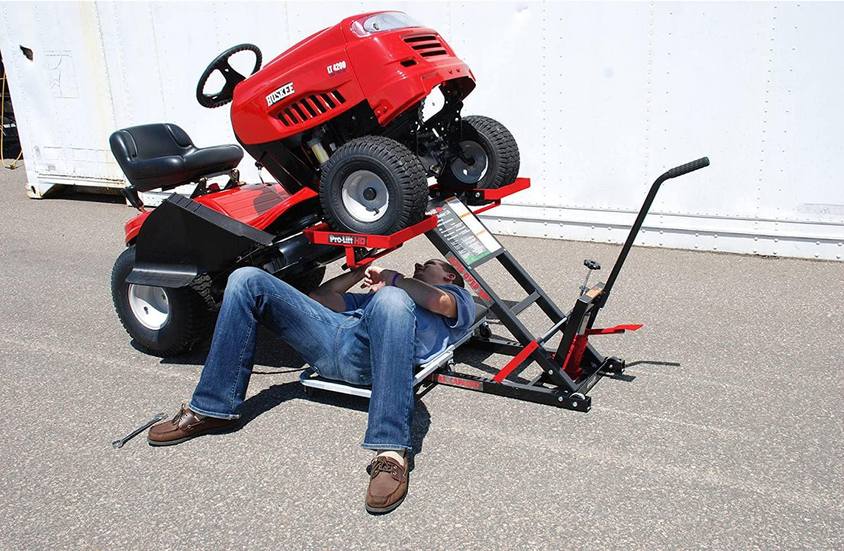 Pro Lift T-5305 Lawn Mower Lift with Hydraulic Jack for Riding Tractors and Zero Turn Lawn Mowers - 500 Lbs Capacity