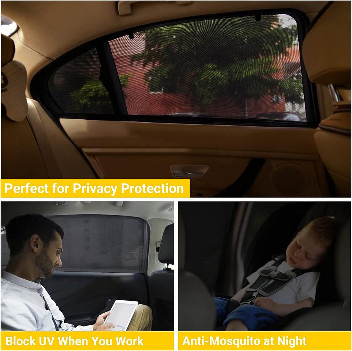 REACHTOP Car Window Shade for Baby, Car Window Screens, Sun Shade for Rear Window(2 Pack)