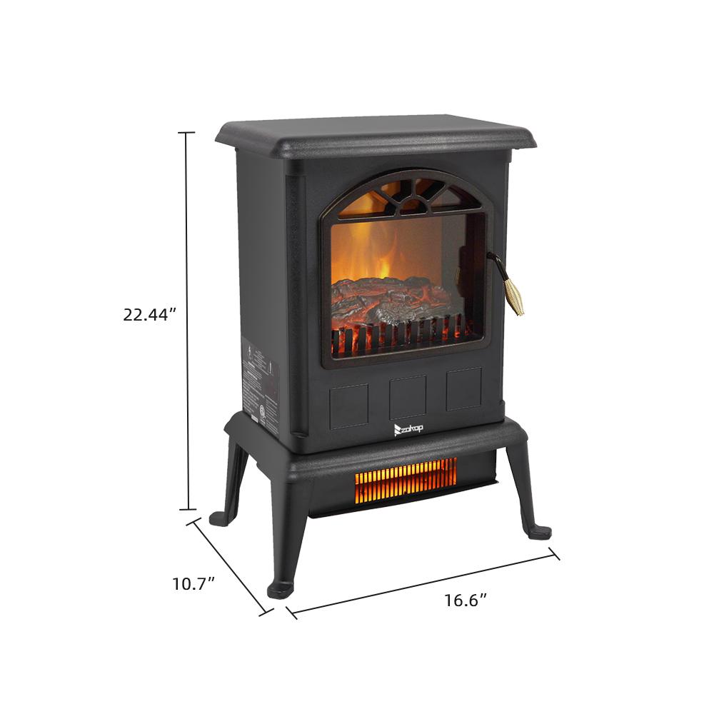 1500W Electric Space Heater with Iron Stand, SEGMART 16" Freestanding Electric Fireplaces Fireplaces with Lifelike Flames, Fast Heating Electric Fireplace for Office Living Rooms Bedrooms, S8669