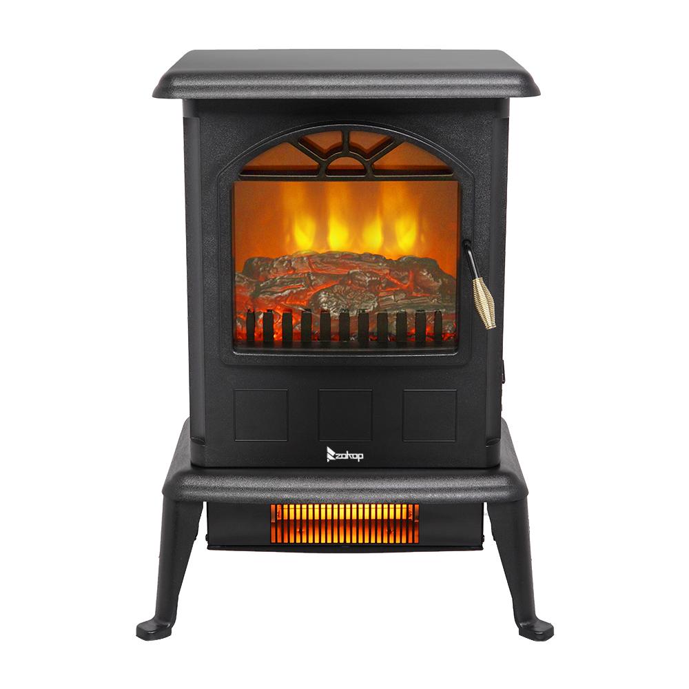 1500W Electric Space Heater with Iron Stand, SEGMART 16" Freestanding Electric Fireplaces Fireplaces with Lifelike Flames, Fast Heating Electric Fireplace for Office Living Rooms Bedrooms, S8669