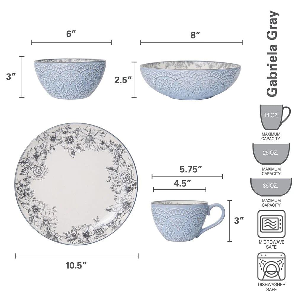 Gabriela Gray 16 Piece Dinnerware Set, Service for 4