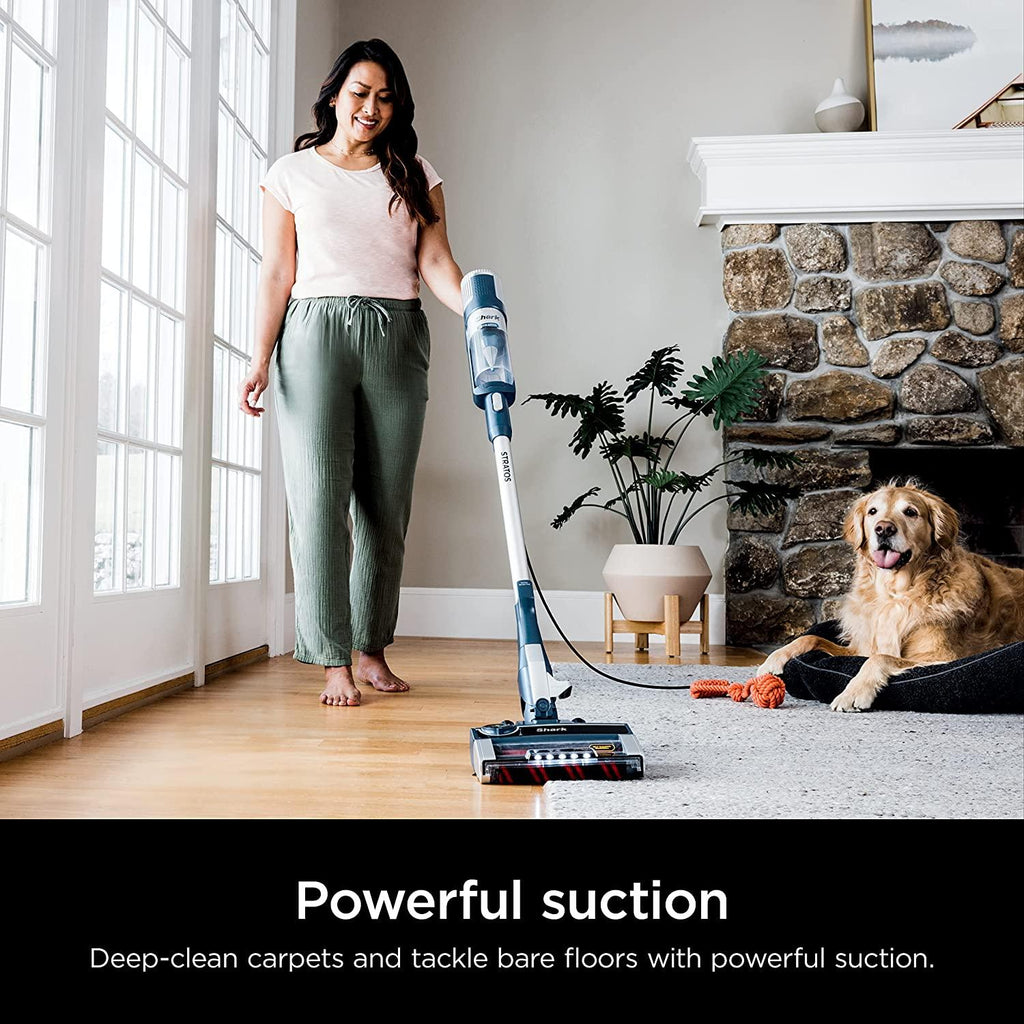 Shark HZ3002 Stratos Ultralight Corded Stick Vacuum with DuoClean PowerFins HairPro, Self-Cleaning Brushroll, &amp; Odor Neutralizer Technology, Navy
