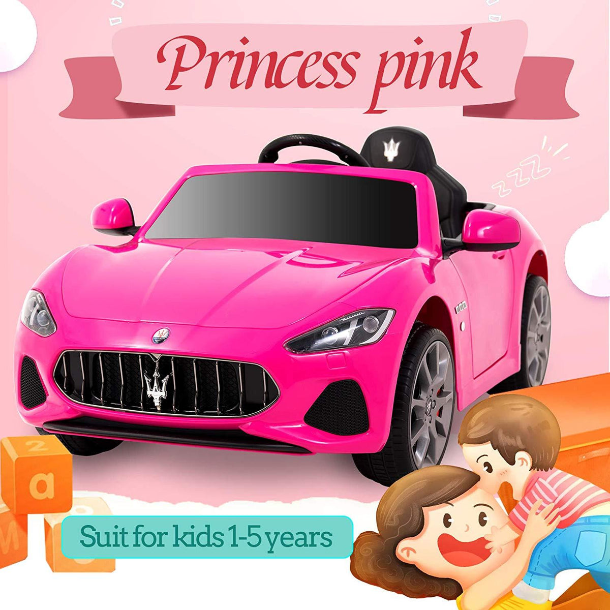 Uenjoy Maserati GranCabrio 12V Electric Kids Ride On Cars Motorized Vehicles with RC Remote Control, Wheels Suspension, MP3 Player, Lights