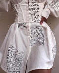 Turn-down Collar Letter Print Buttoned Shirt Dress