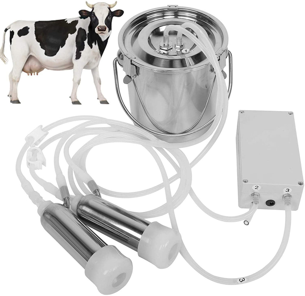 haox 3l electric milking machine for cows, pulsation vacuum pump milker, milking supplies with stainless steel bucket, portable suction machine, livestock milking equipment for cows(us)