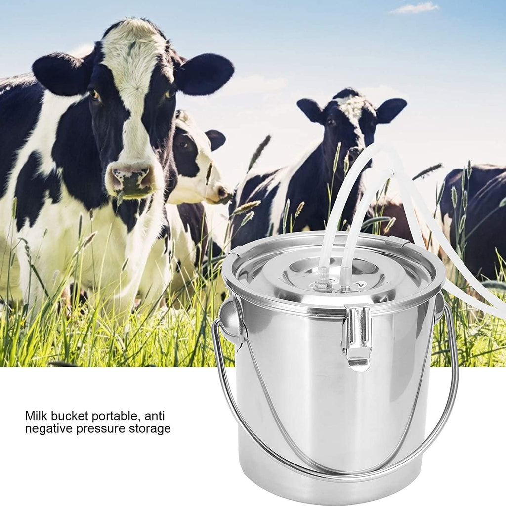 haox 3l electric milking machine for cows, pulsation vacuum pump milker, milking supplies with stainless steel bucket, portable suction machine, livestock milking equipment for cows(us)