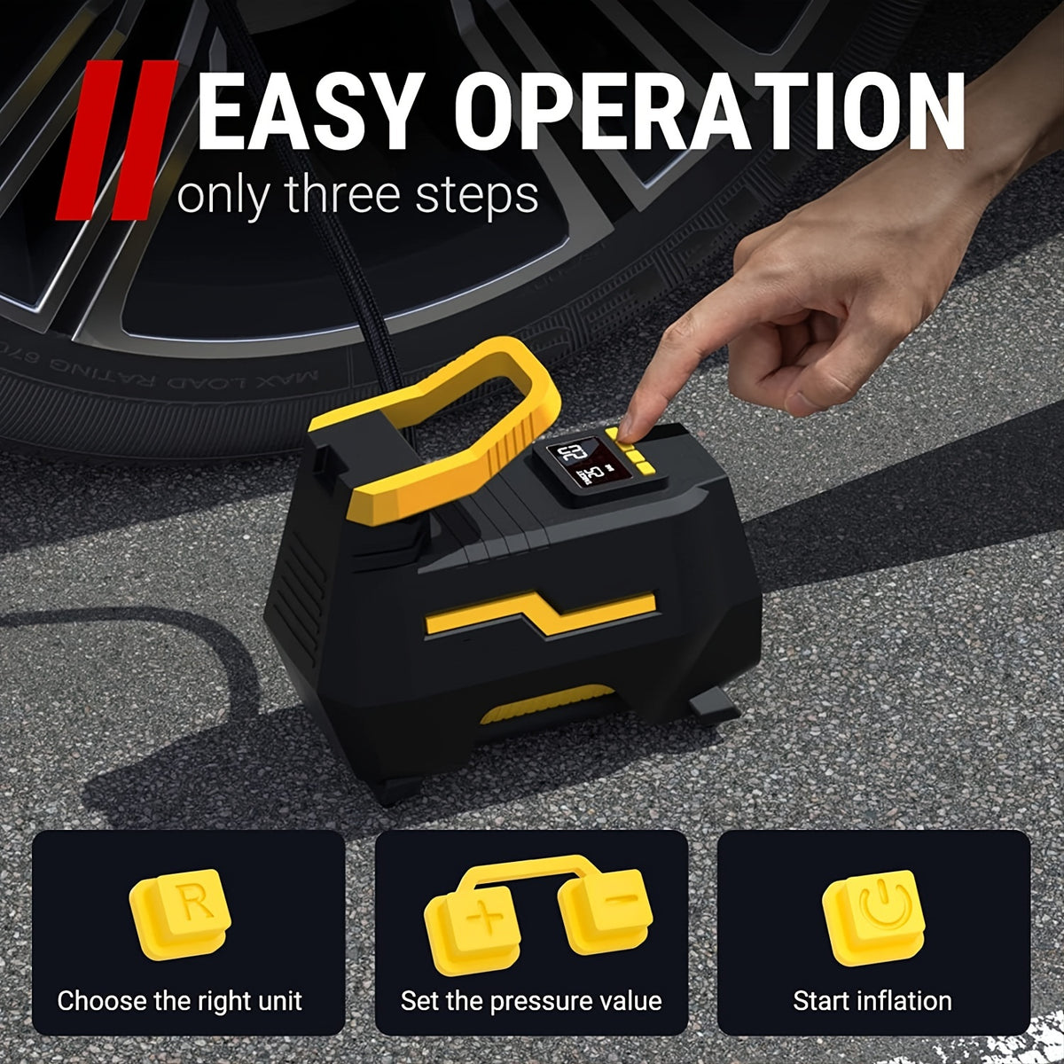 AC/DC 2-in-1 Tire Inflator - Portable Air Compressor, Air Pump For Car Tires (up To 50 PSI), Electric Bike Pump (up To 150 PSI) W/Auto Shut-Off