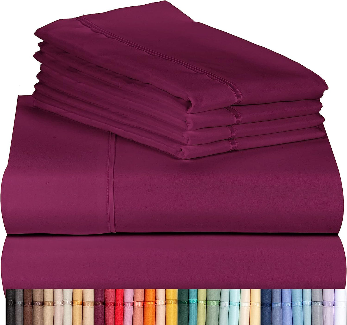 LuxClub Twin Sheets Set - Soft Twin Bed Sheets for Boys and Girls, 4 PC Deep Pockets 18" Eco Friendly Wrinkle Free Kids Fitted Sheets Machine Washable Hotel Bedding Silky Soft- Eggplant Twin