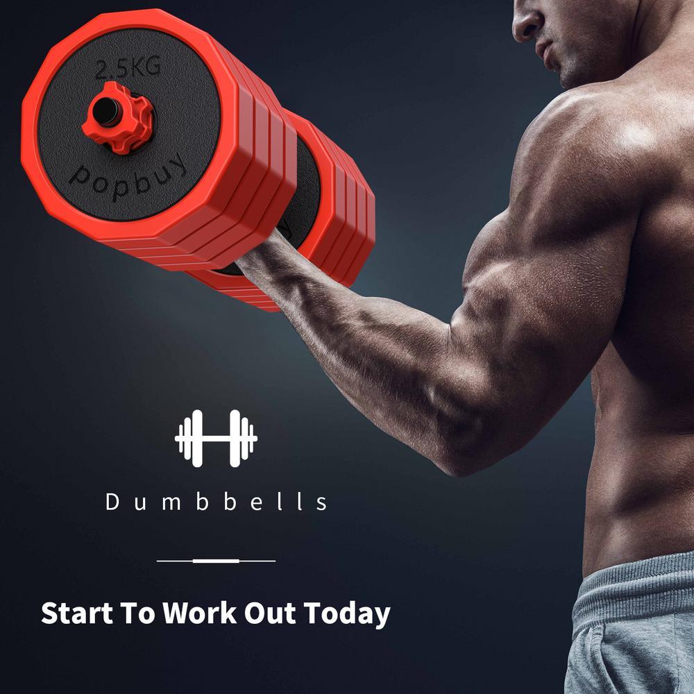 A Pair of Exercise Dumbbells Set,Dumbbell Weight Set Adjustable Weight Barbell Dumbbells Strength Training Equipment Barbell for Home Gym閿44 LBS*2閿