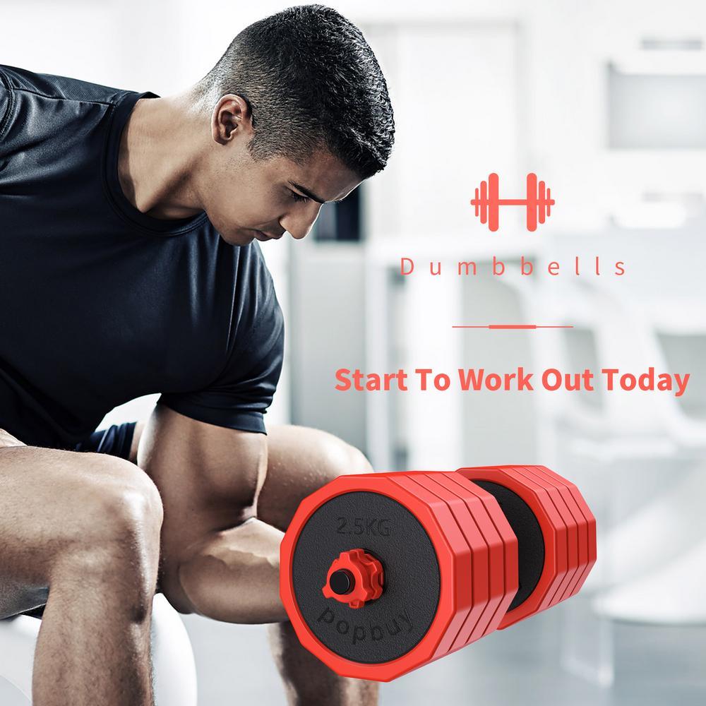 A Pair of Exercise Dumbbells Set,Dumbbell Weight Set Adjustable Weight Barbell Dumbbells Strength Training Equipment Barbell for Home Gym閿44 LBS*2閿