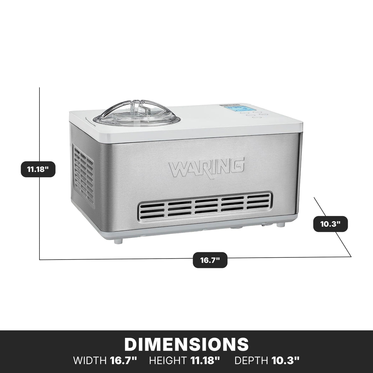 Commercial 2-Quart Compressor Ice Cream Maker Machine, -in Compressor No Pre-Freezing, for Restaurants & Professional Kitchens, WCIC20