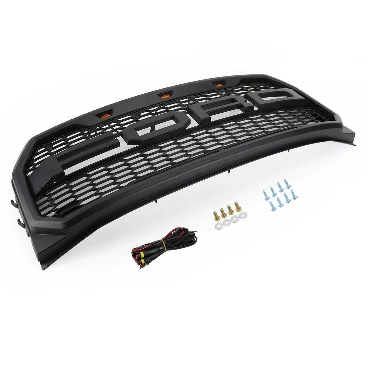 2015-2023 F150 Ford Raptor Style Black Front Bumper Grill W/ LED Grille Replacement Generic