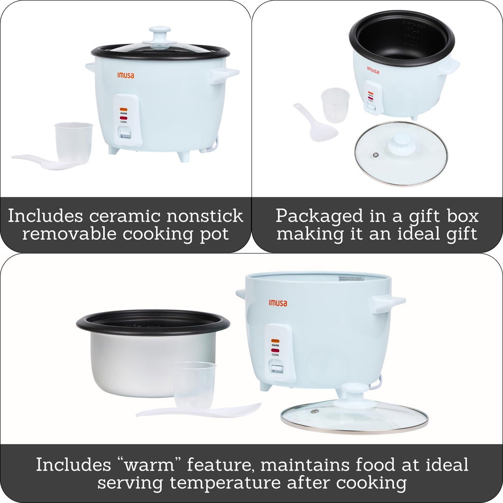 Electric Rice Cooker 16 Cup Cooked 8 Cup Uncooked – Ceramic Nonstick Pot, Multi Cooker for Rice, Quinoa, Oatmeal, Stew – Keep Warm Function – Compact for Kitchen Dorm RV