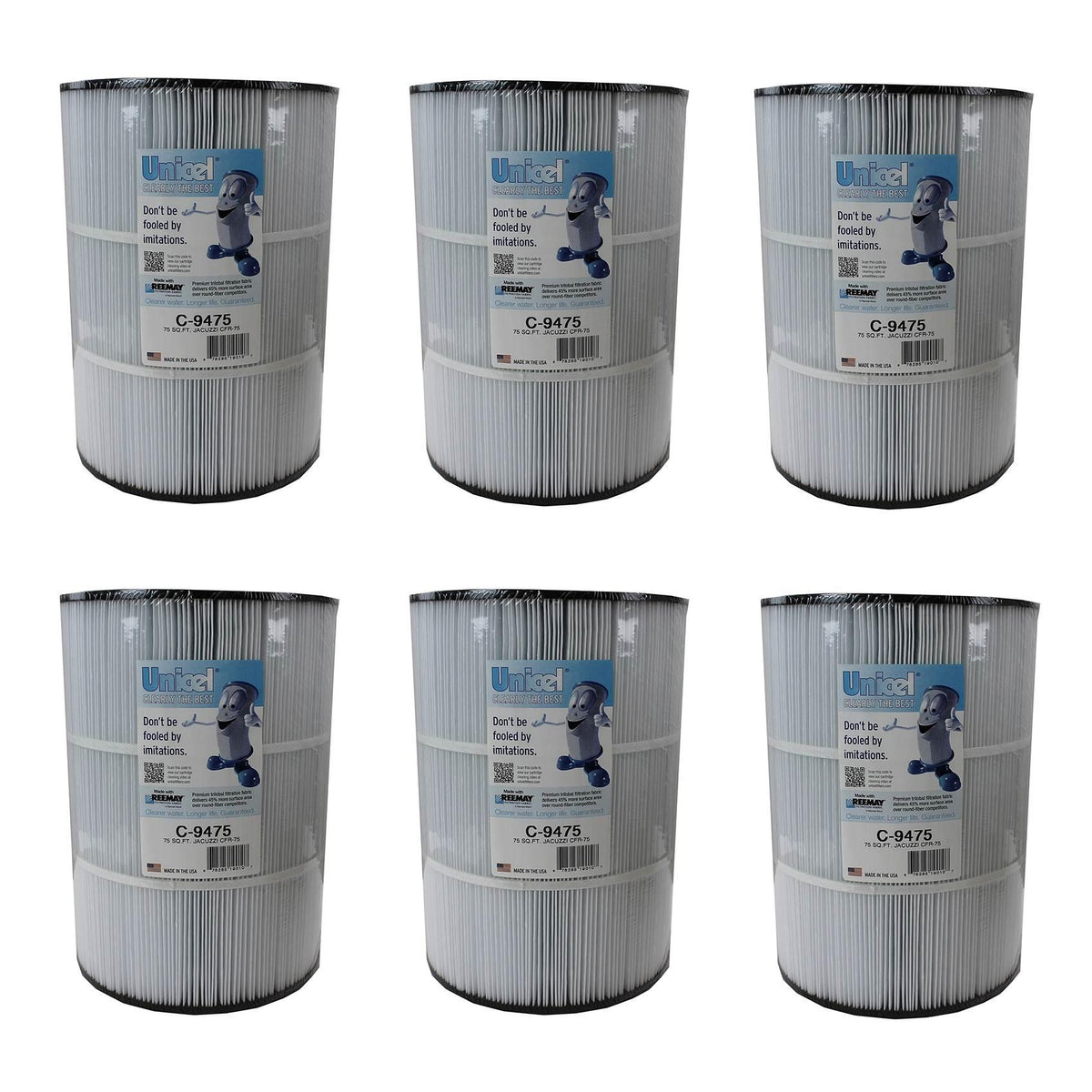 unicel 75 square feet spa sharp pleat replacement filter cartridge (6 pack)