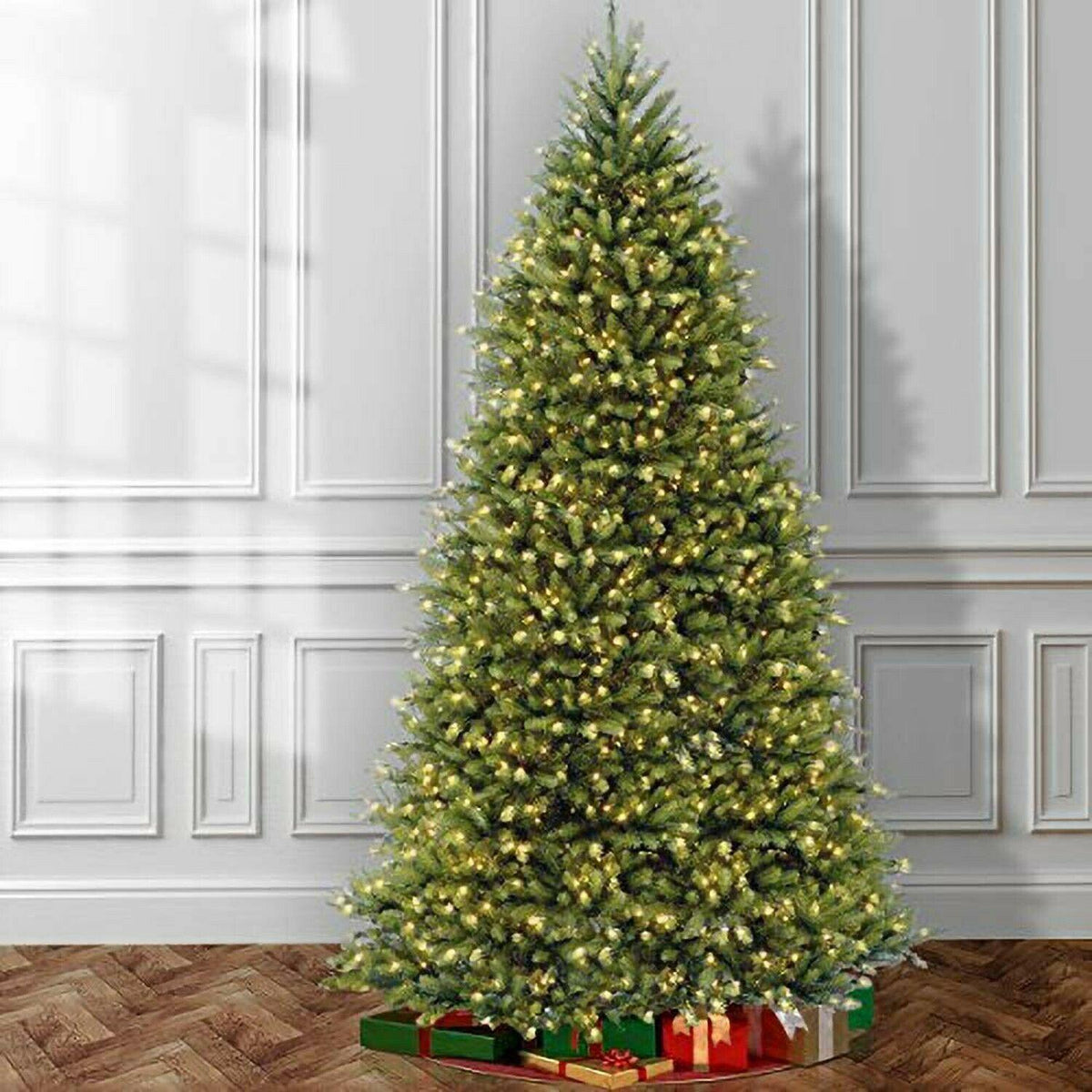 National Tree Company Pre-Lit Artificial Full Christmas Tree, Green, Dunhill ...
