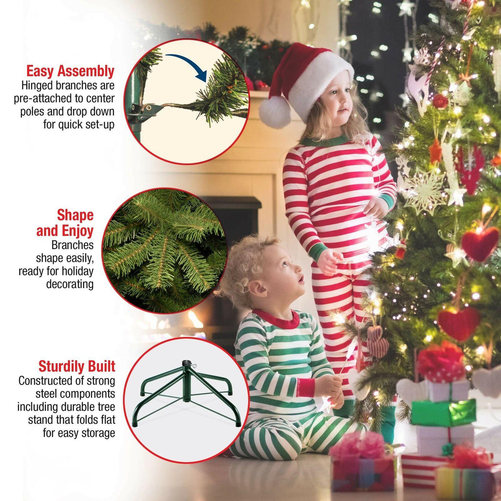 National Tree Company Pre-Lit Artificial Full Christmas Tree, Green, Dunhill ...