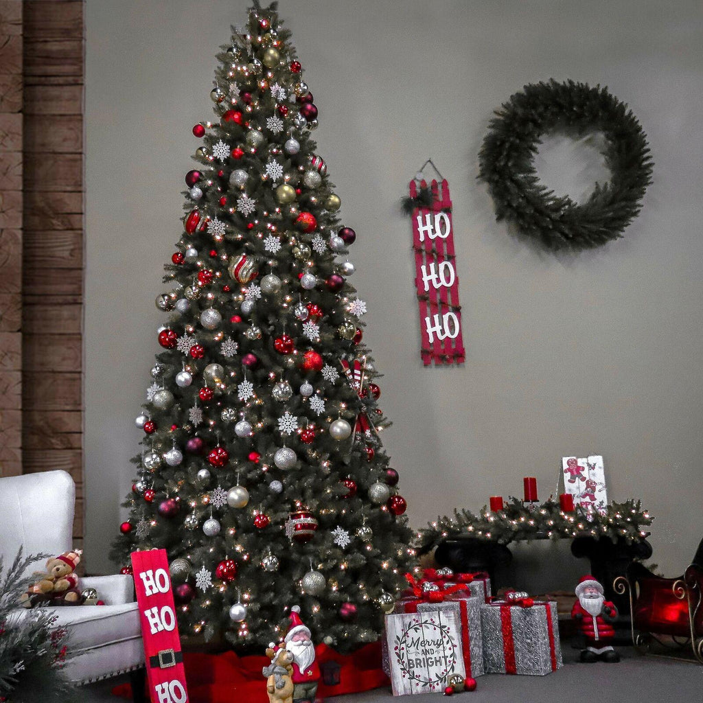 National Tree Company Pre-Lit Artificial Full Christmas Tree, Green, Dunhill ...