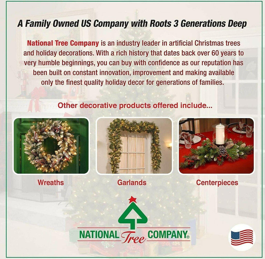 National Tree Company Pre-Lit Artificial Full Christmas Tree, Green, Dunhill ...