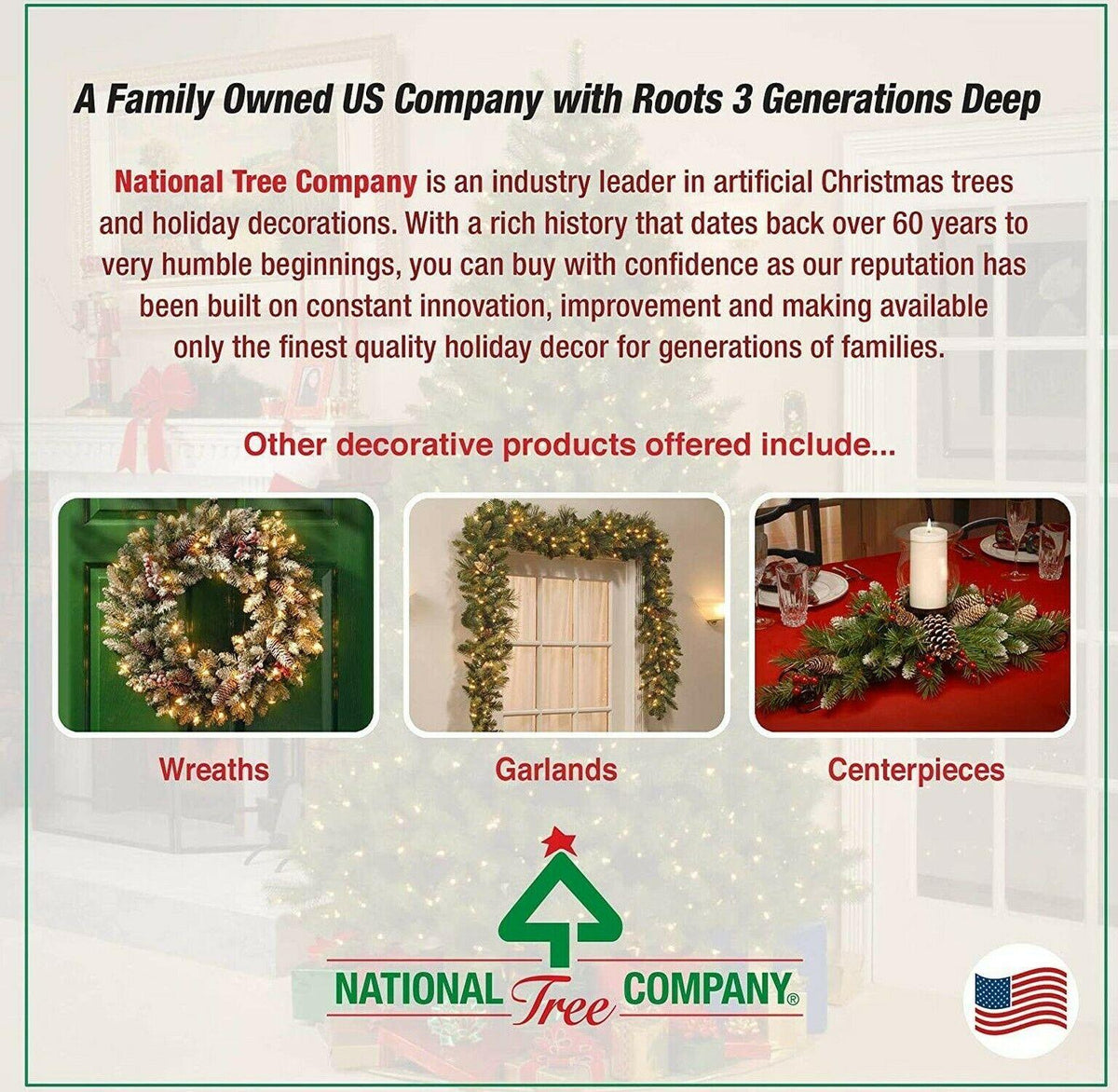 National Tree Company Pre-Lit Artificial Full Christmas Tree, Green, Dunhill ...